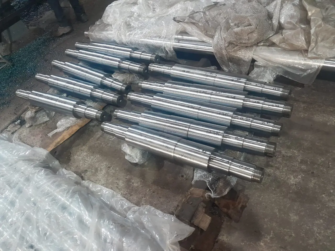 Backup roll shafts after machining