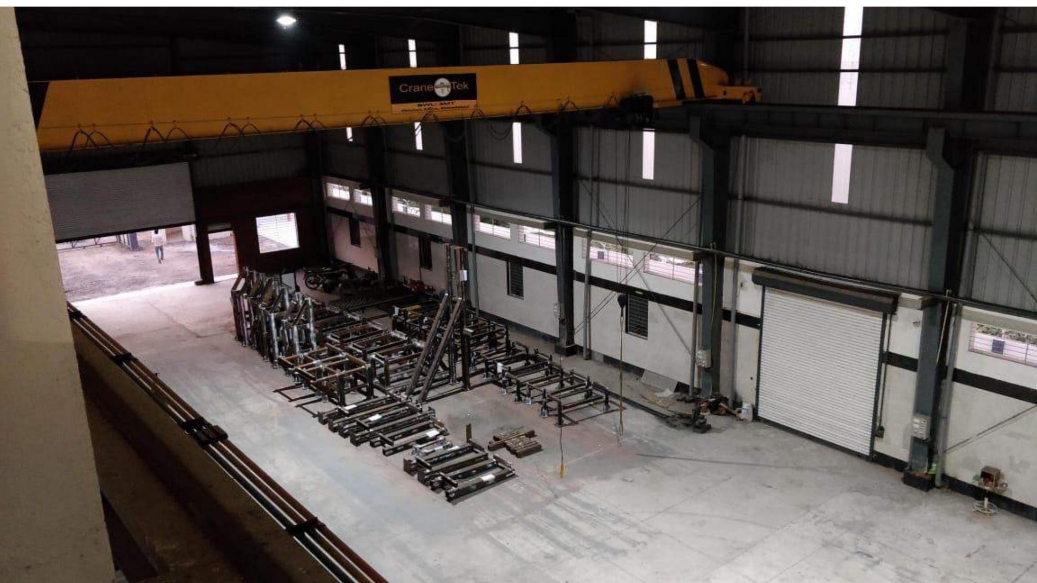 Fabricated assemblies arranged in workshop